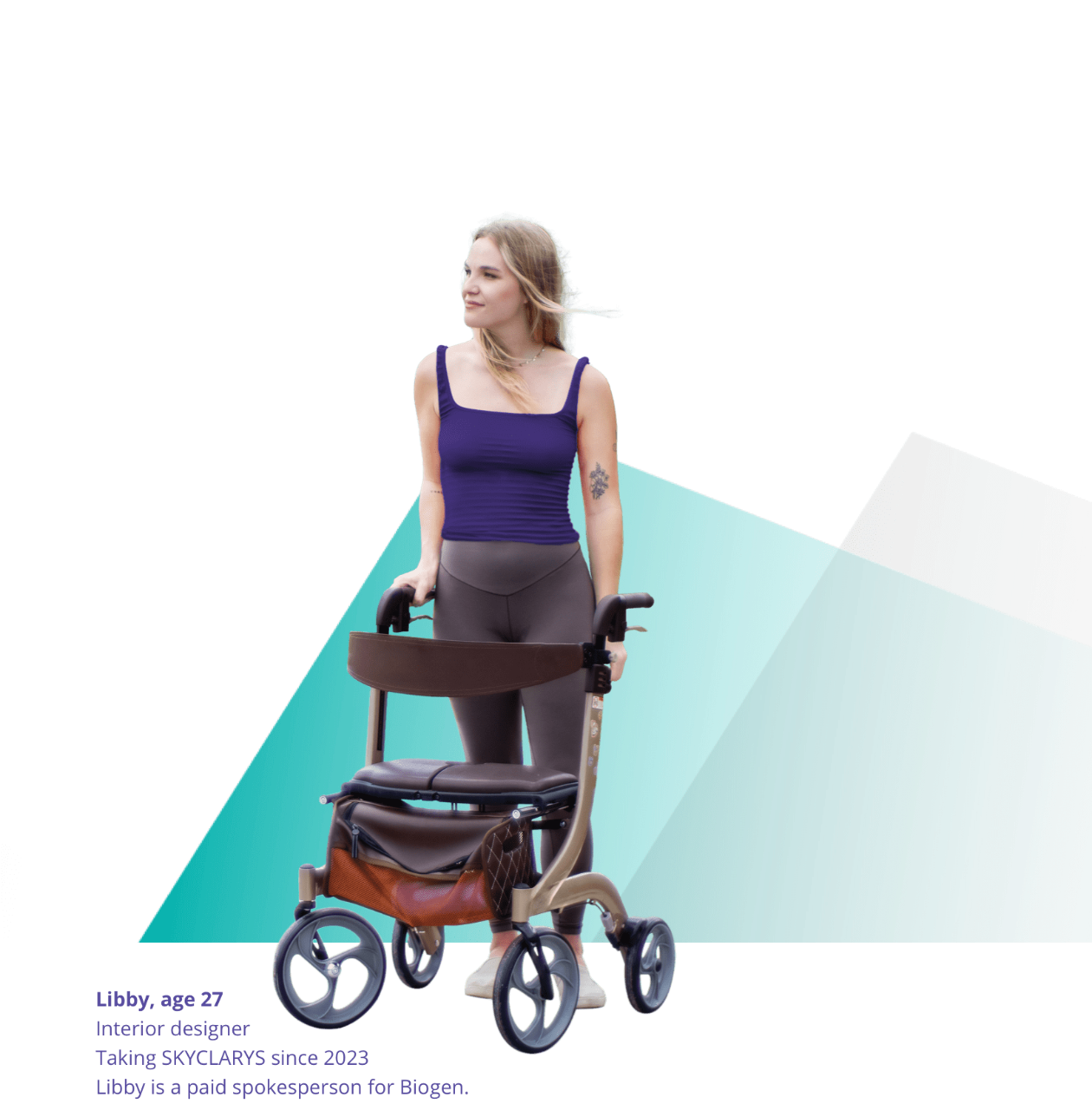Patient standing with a walker